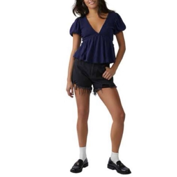 Free People Charlotte Peplum Open Back Top NWOT - Picture 2 of 12